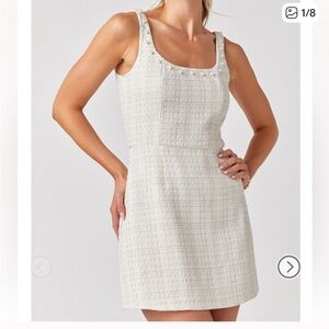 Francesca's Collections Ivory and Pearl Tweed Mini Dress